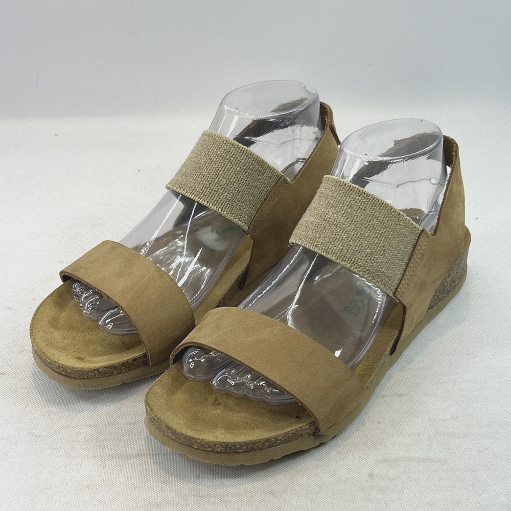 BioNatura Leather Sandals Women's Size 9US 40EU Suede Footbed Tan Made In Italy